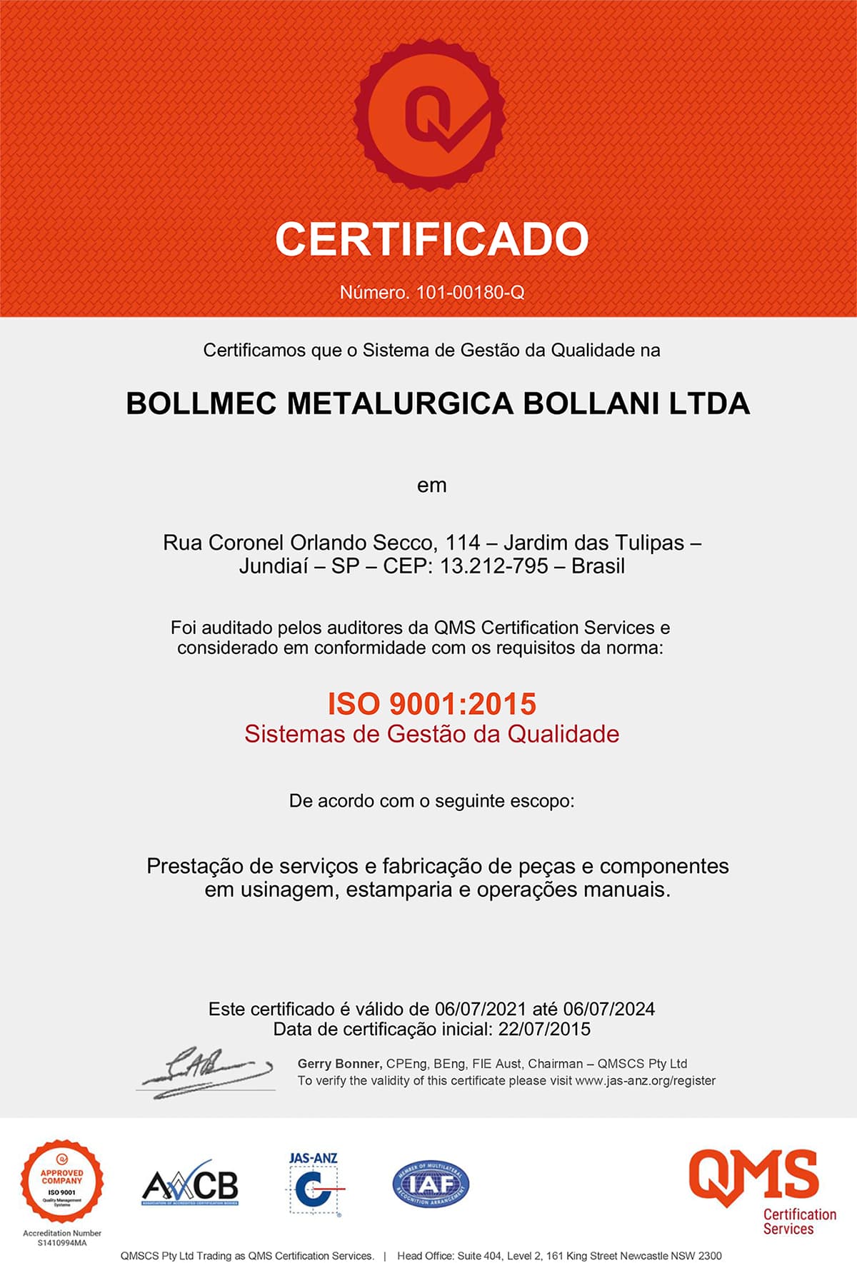 certificado de qualidade ISO 9001